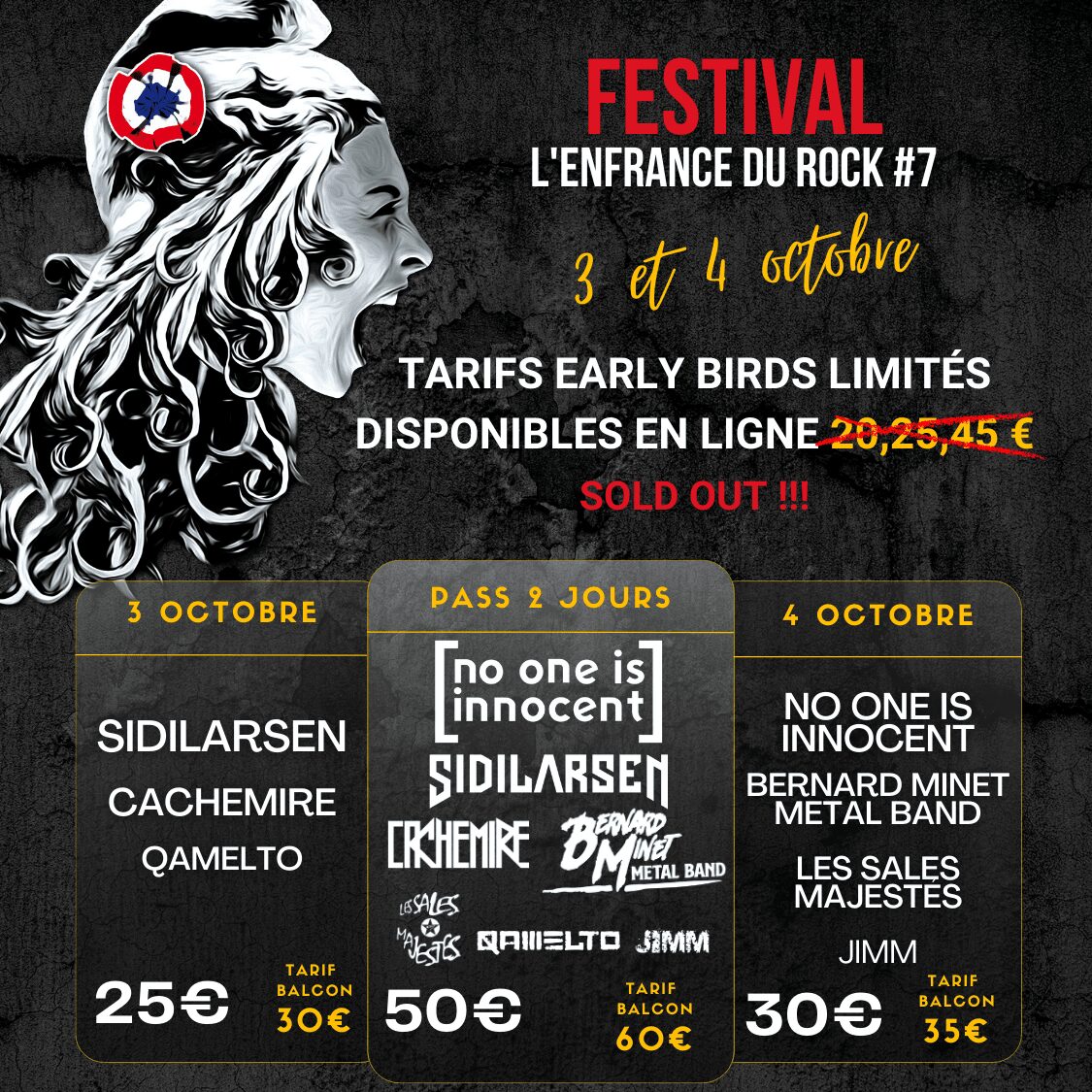 Tarifs l'enfrance du rock